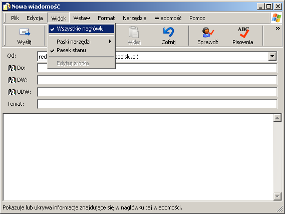 Outlook Express - nagłówki