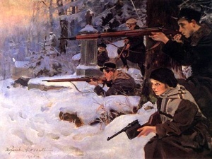 Wojciech Kossak - Orlęta - obrona cmentarza